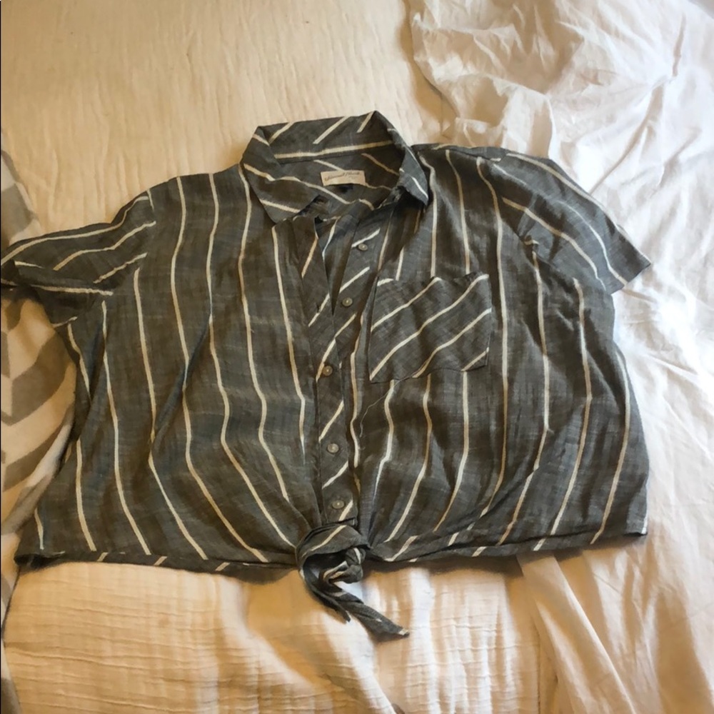 Tied button down crop top
